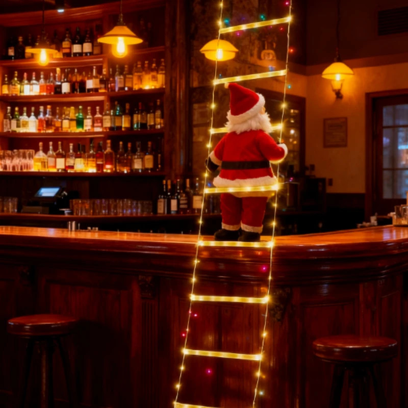 Santa Claus Climb Christmas Fairy Lights, Stairs for Christmas Tree, Bedroom Living Room, Window Festival Party