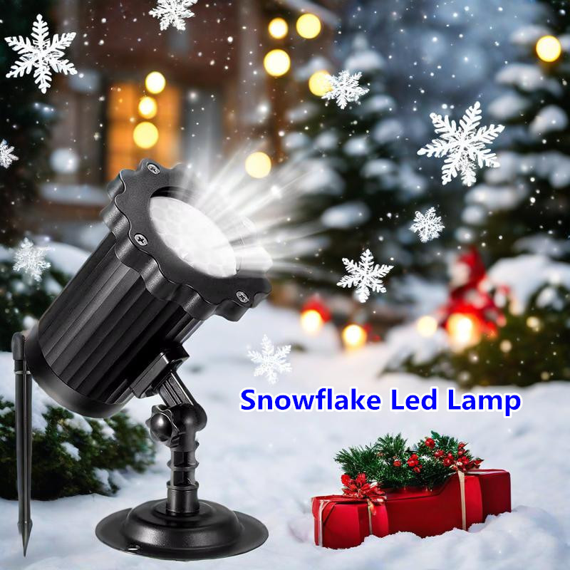 Outdoor Snowflake LED Lamp with Remote Control, Garden Lawn Christmas Decoration, Holiday Projection Pattern Light