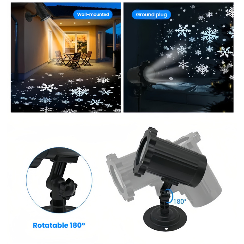 Outdoor Snowflake LED Lamp with Remote Control, Garden Lawn Christmas Decoration, Holiday Projection Pattern Light