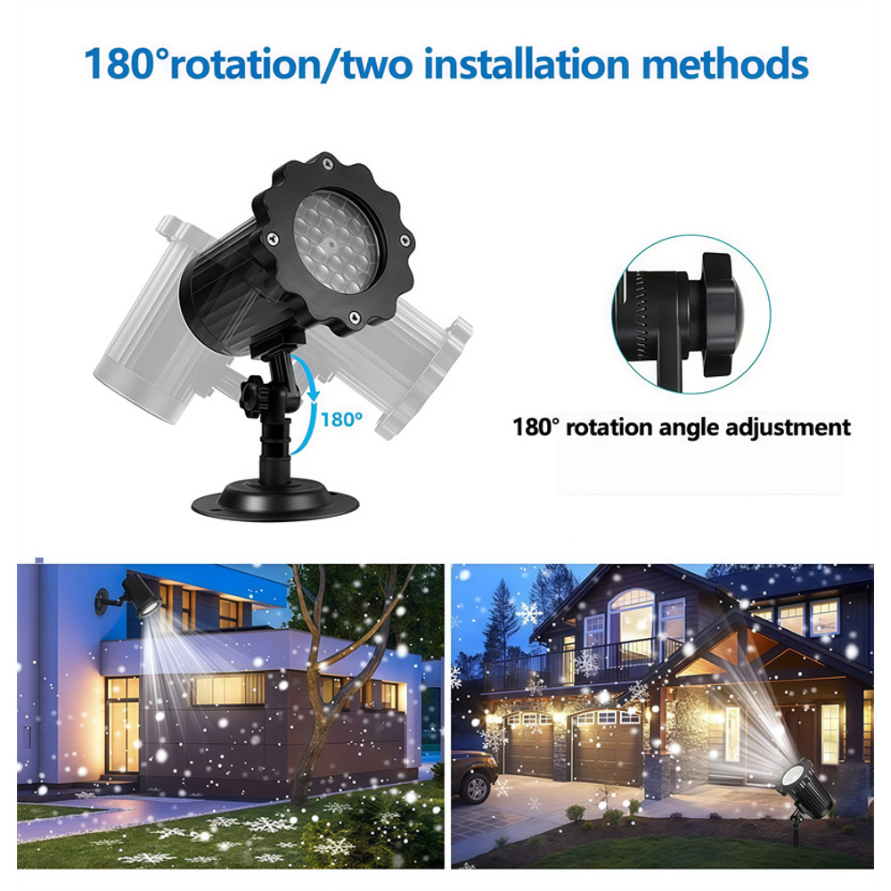 Outdoor Snowflake LED Lamp with Remote Control, Garden Lawn Christmas Decoration, Holiday Projection Pattern Light