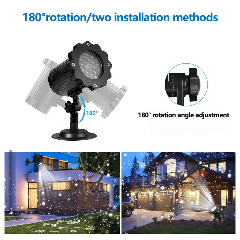 Outdoor Snowflake LED Lamp with Remote Control, Garden Lawn Christmas Decoration, Holiday Projection Pattern Light