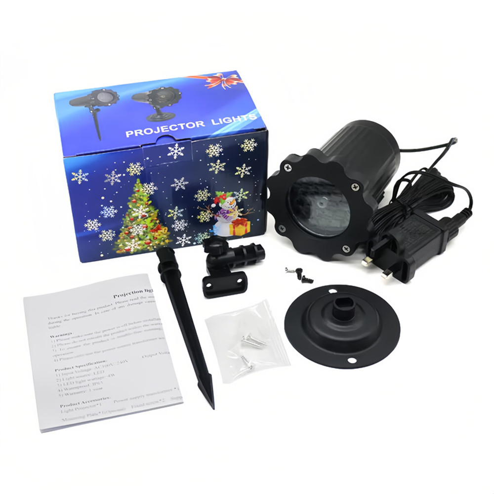 Outdoor Snowflake LED Lamp with Remote Control, Garden Lawn Christmas Decoration, Holiday Projection Pattern Light