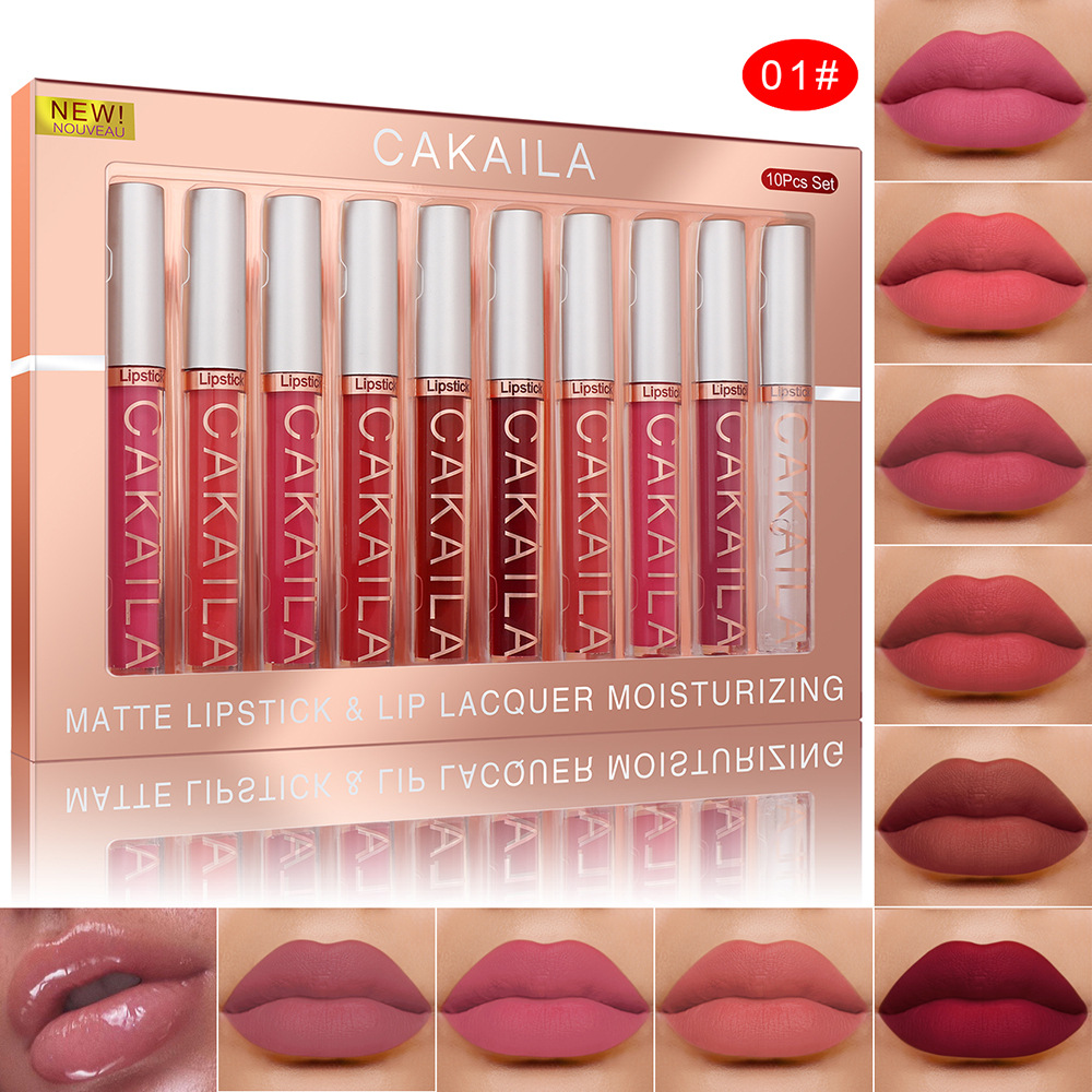 Waterproof Nude Lip Gloss Matte Velvet Lipstick Longlasting Liquid Lipstick Women Moist Lip Tint 7