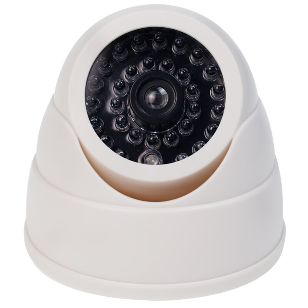 Indoor Outdoor Fake Dome Security Camera Dummy Fake Camera With LED Red Light Battery Operated 0