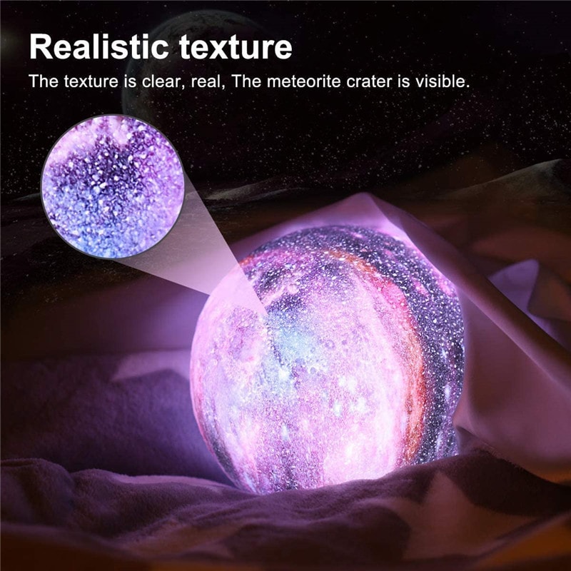 Rechargeable Print Moon Lamp LED Night Light with Colors Remote Control Atmosphere Lamp for Bedroom Decor Christma