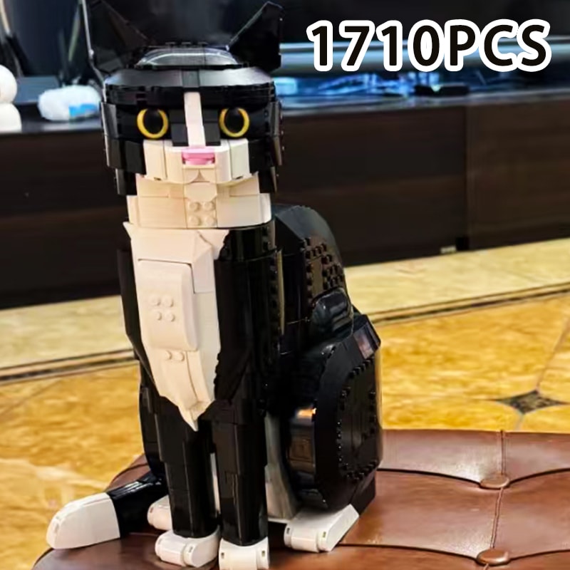 Creative Tuxedo Cat Building Blocks Bricks Diy Animal Assembly Educational Puzzle Birthday Party Gifts