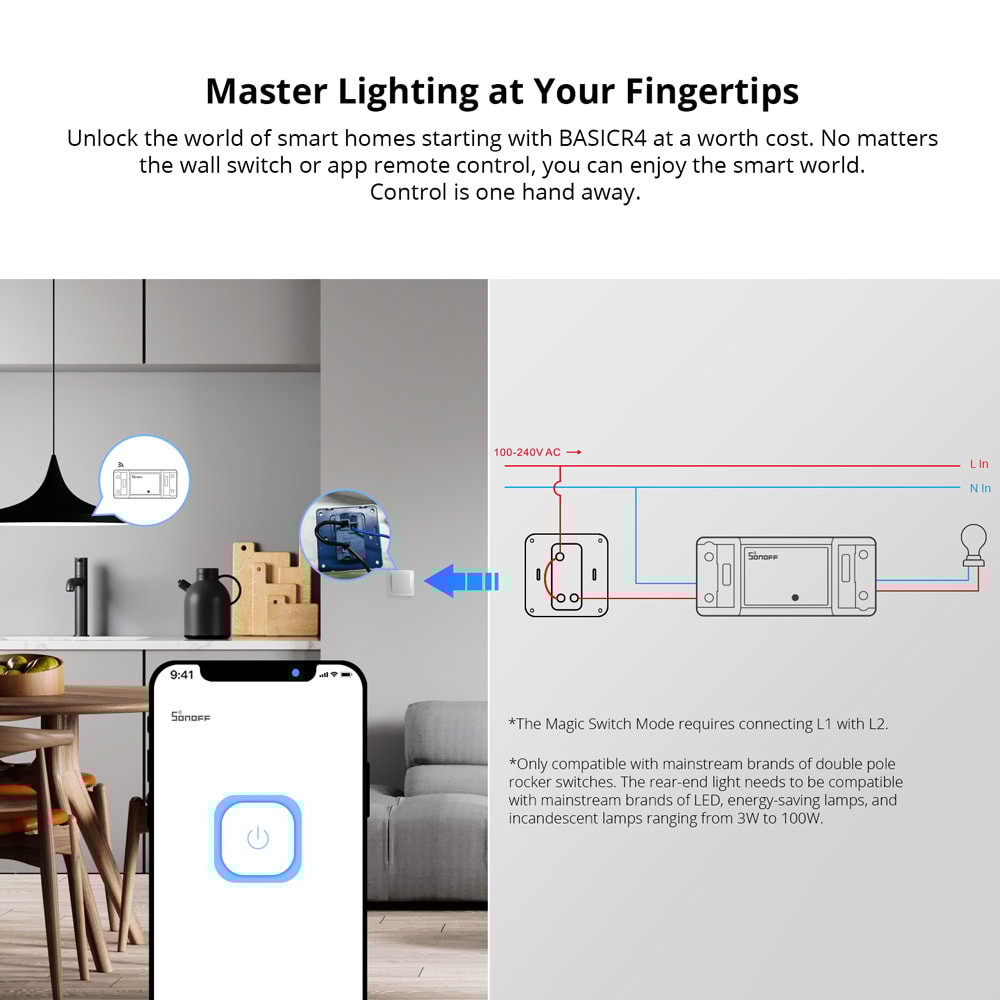 Reliable WiFi Smart Switch With Magic Mode EWeLink Remote Control Alexa Google Integration 3