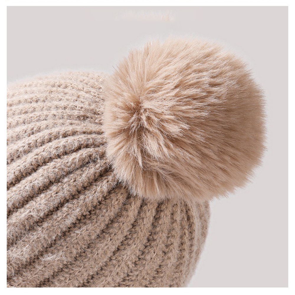 Winter Warm Knitted Hat Fashion Windproof Scarf Mask Onepiece Hat With Fluff Thickening For Women 2
