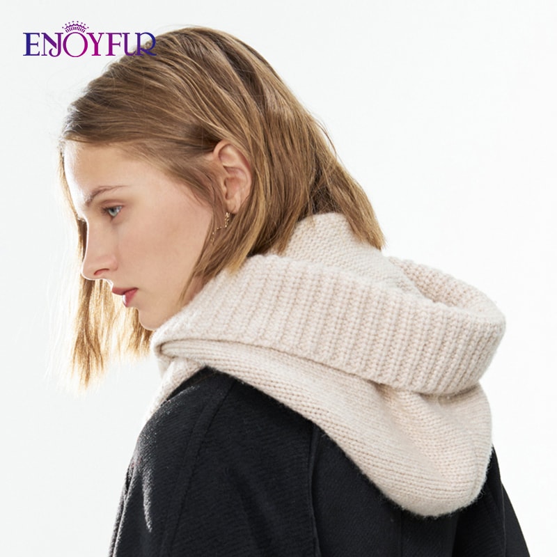 Thick Warm Wool Knit Hood Hat Women Winter Balaclava Neck Warmer With Zipper Female Fashion Snow Be 1