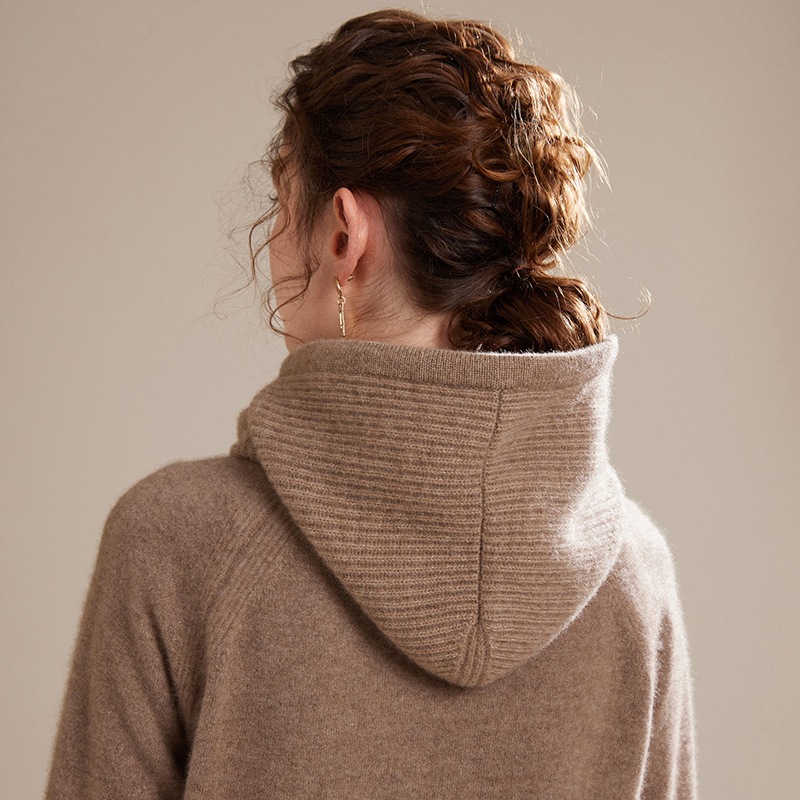 Soft Warm Wool Knitted Balaclava Hat For Women Cashmere Hooded Drawstring Ski Bonnet Neck Protect F 1