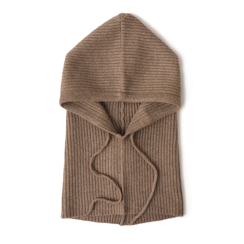 Soft Warm Wool Knitted Balaclava Hat For Women Cashmere Hooded Drawstring Ski Bonnet Neck Protect F 8