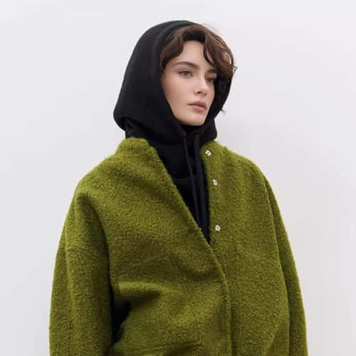 Women Winter Balaclava Hat, Knitted Beanies for Girls, Warm Outdoor Hooded Scarf with Neck Collar, One-Piece Hooded Caps