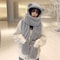 Teddy Bear Hat Womens Autumn Winter Plush Scarf Onepiece Hooded Gloves Three Piece Warm Set 5