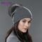 Real Fur Pom Pom Beanies For Women Wool Knitted Thick Warm Winter Lined Fashion Ski Caps Lady Hat 10