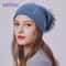 Real Fur Pom Pom Beanies for Women Wool Knitted Thick Warm Winter Lined Fashion Ski Caps Lady Hat