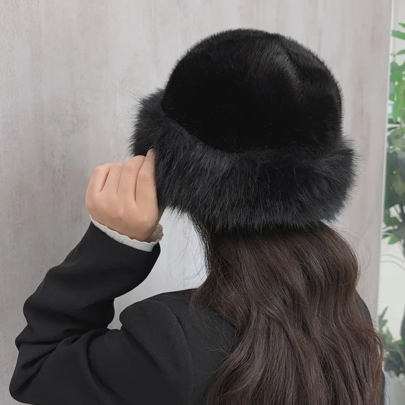 Fluffy Fur Fisherman Hat Windproof Winter Plush Ear Protection Cap Keep Warm Headgear For Women Fas 5