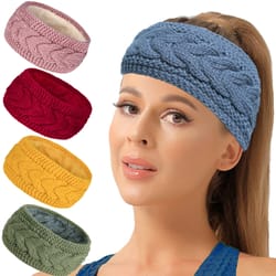 keepwarm winter knitted headband velvet inner layer windproof