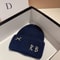 Winter Warm Real Rabbit Fur Beanies Hats with Diamond Letter for Women Skiing Cap Casual Bonnet