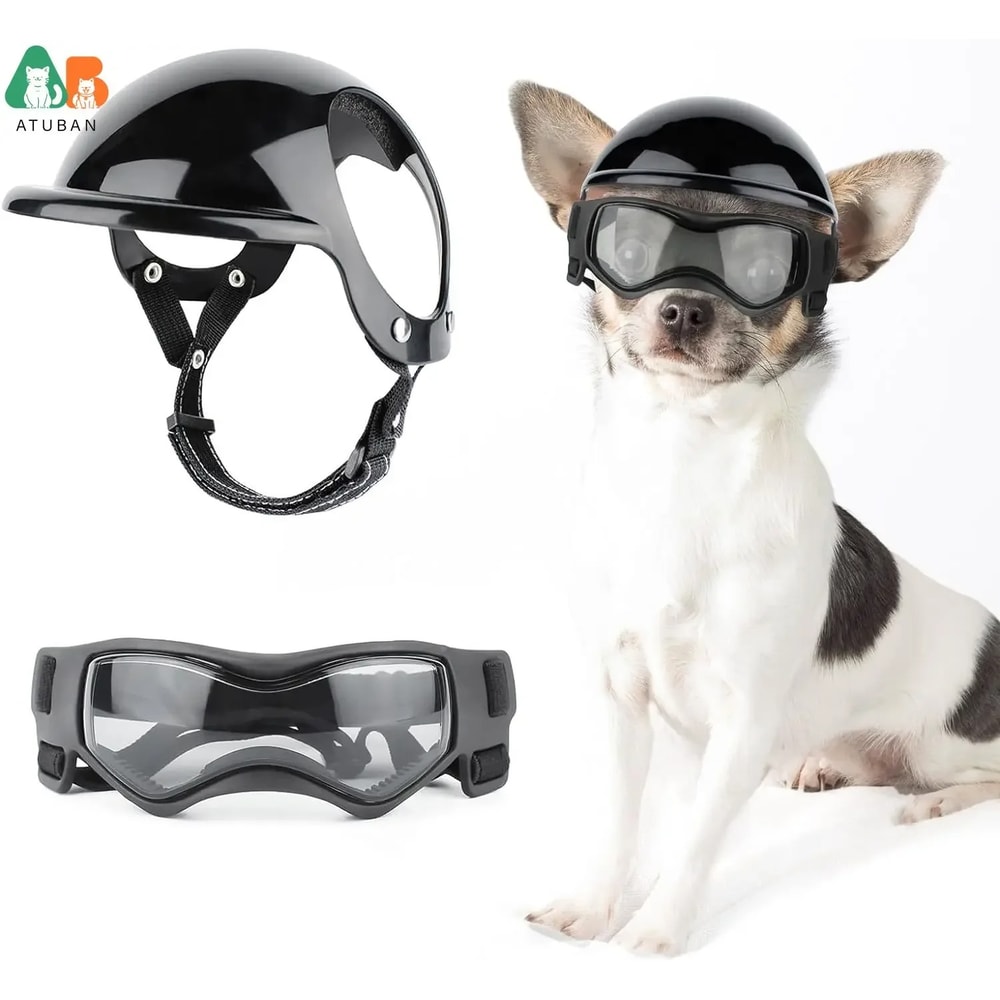 Pet Motorcycle Helmet Hat For Small Dogs Dog Helmet And Goggles Set With Adjustable Straps For Pupp 0