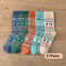 Man Women Socks Retro Style Flower Pattern Thick Warm Winter Socks 4