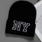 Fashionable Unisex Embroidered Knitted Hat with Letters NY Warm Woolen Winter Hat All-Matching Style