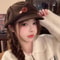 Button Vintage Corduroy Beret Hat For Women Brown Octagonal Caps Autumn Winter Painter Artist Hats 2