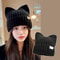 Sweet Cat Ears Beanies For Women Winter Warm Ear Protection Autumn Pullover Knitted Hats Versatile 0