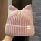 Sweet Cat Ears Beanies For Women Winter Warm Ear Protection Autumn Pullover Knitted Hats Versatile 8