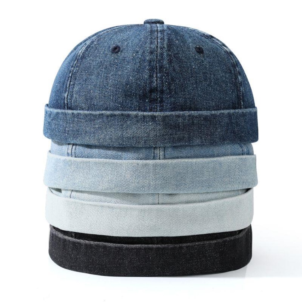 Solid Color Denim Docker Cap Adjustable Brimless Skullcap Beanie Sailor Cap For Men Women Bucket Da 3