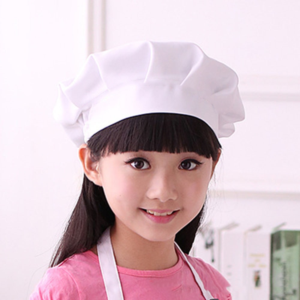 Elastic Baby Kid White Chef Hat, Party Kitchen Costume Cap, Baking Cooking Gorro Cocinero Blanco