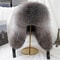 Mens Real Silver Fox Fur Bomber Hat Raccoon Fur Cap Russian Trapper Ski Hats Leather Winter Hat For