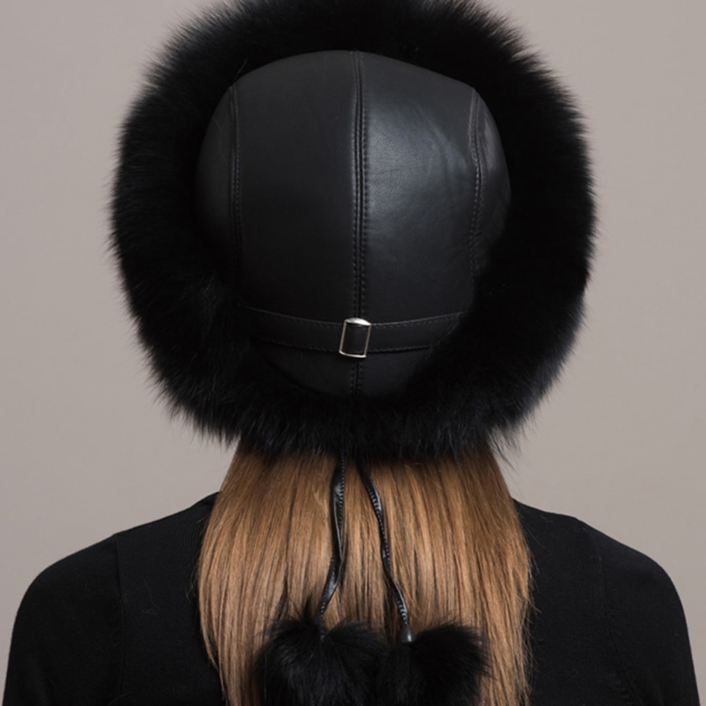 Fashion Winter Warm Hat Natural Fox Fur Hat With Earmuffs Thick Fur Cap For Women 1