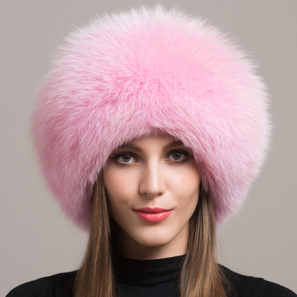 Fashion Winter Warm Hat Natural Fox Fur Hat With Earmuffs Thick Fur Cap For Women 7