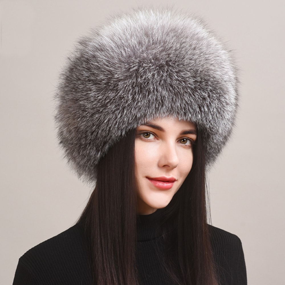 Fashion Winter Warm Hat Natural Fox Fur Hat With Earmuffs Thick Fur Cap For Women 8