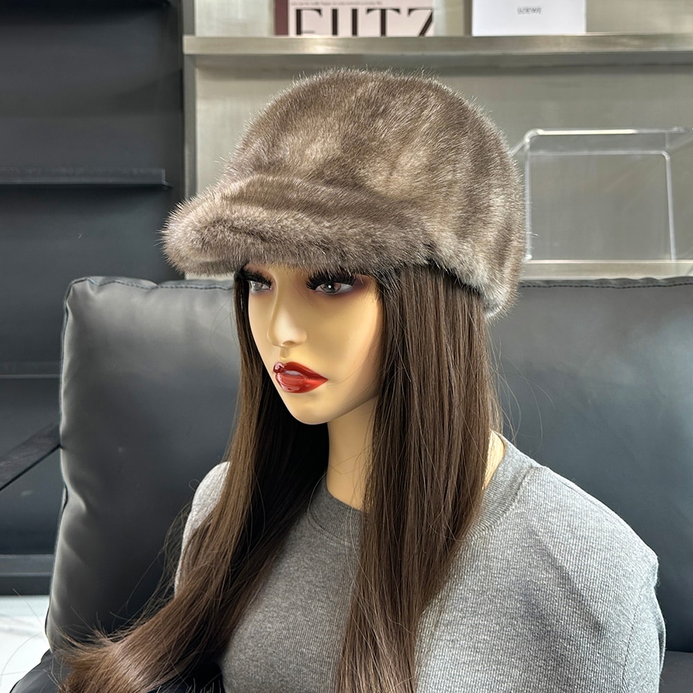 Genuine Mink Fur Hat Winter Women Natural Quality Fashion Cap For Outdoor Wear 0