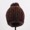 Winter Women Genuine Mink Fur Hat Hand Knitted Warm Cap With Real Mink Fur And Fox Fur Pompoms 1