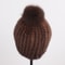 Winter Women Genuine Mink Fur Hat Hand Knitted Warm Cap With Real Mink Fur And Fox Fur Pompoms 2