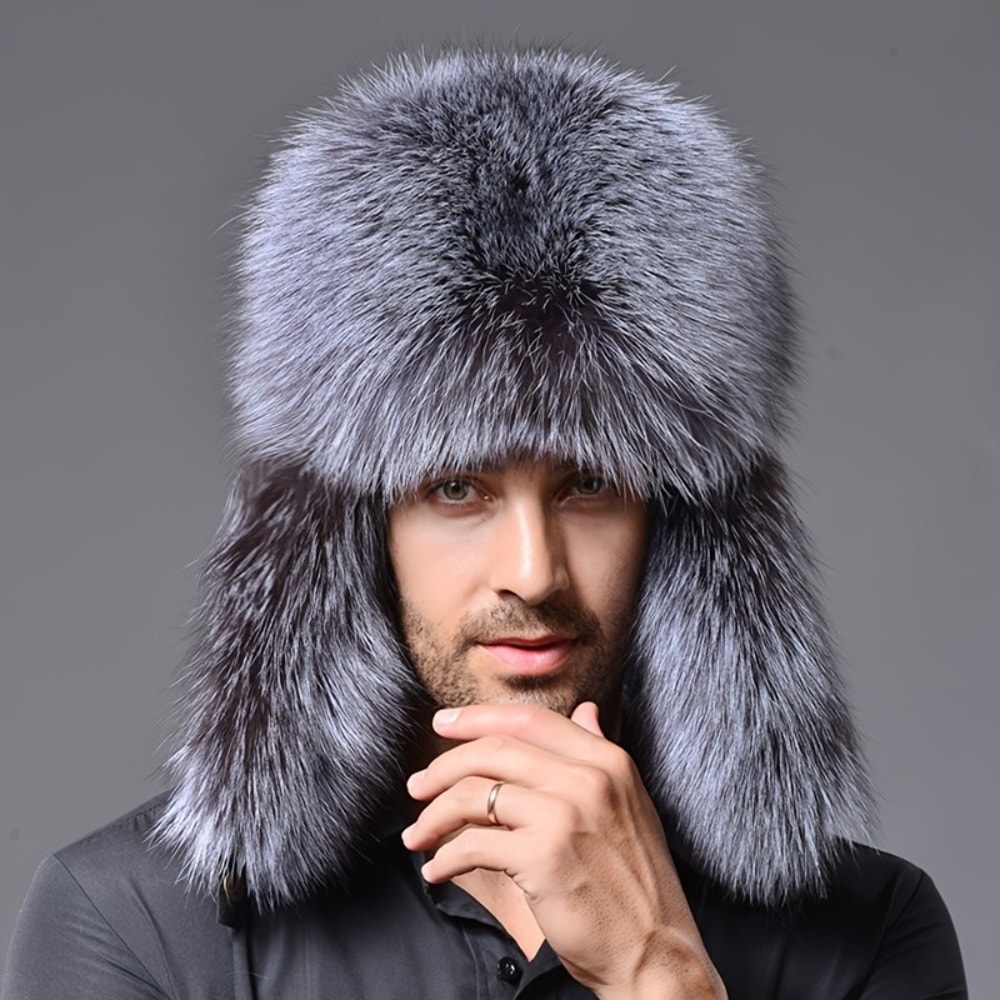 Warm Hat Faux Fur Mens Bomber Cap Thickened Russian Winter Hat 7