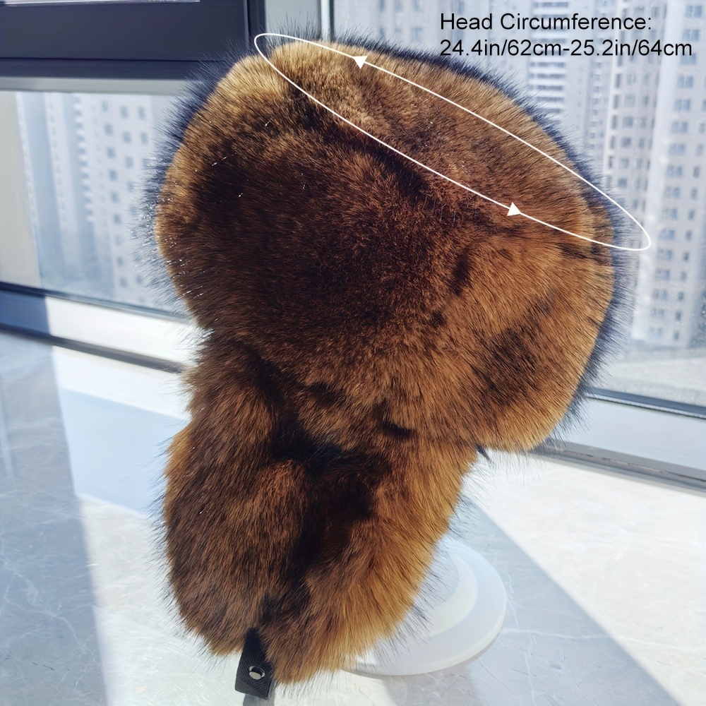 Warm Hat Faux Fur Mens Bomber Cap Thickened Russian Winter Hat 1