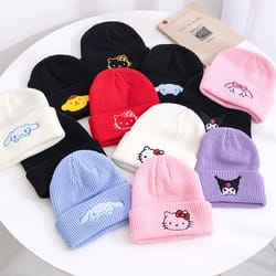 women winter knitted cap hot sale saniro hello kitty beanie hat cute cartoon melody