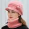 Fashion Women Winter Hat Faux Fur Knitted Hat Scarf Warm Set Keep Warm Cap Casual Flower Hat Lined 7