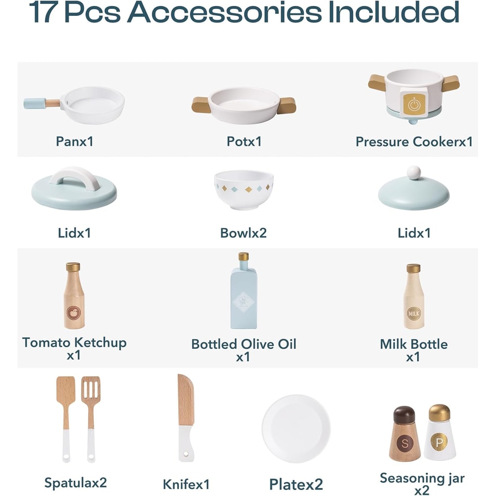 Toddler Kitchen Set Gift For Girls Boys Robotime Robud Wooden Kitchen For Kids Play Kitchen With Pl 5