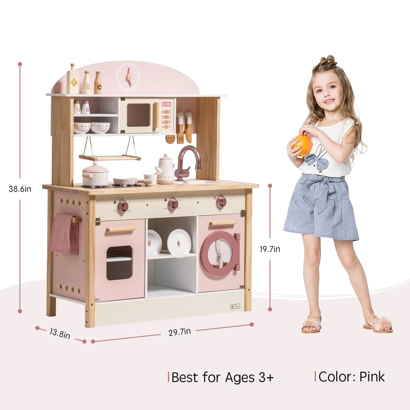 Toddler Kitchen Set Gift For Girls Boys Robotime Robud Wooden Kitchen For Kids Play Kitchen With Pl 6