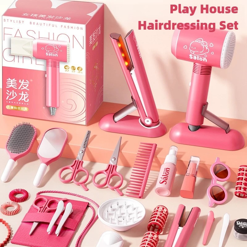 Kids Hair Beauty Makeup Set Girls Beauty Salon Set Pretend Play House Gift Fun Game Fashion Styling