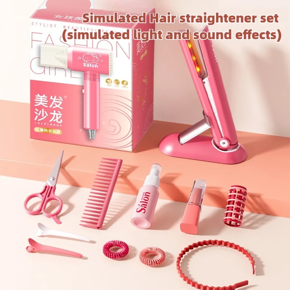 Kids Hair Beauty Makeup Set Girls Beauty Salon Set Pretend Play House Gift Fun Game Fashion Styling