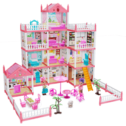 diy children's music doll house assembly dream villa princess castle set toy for girls