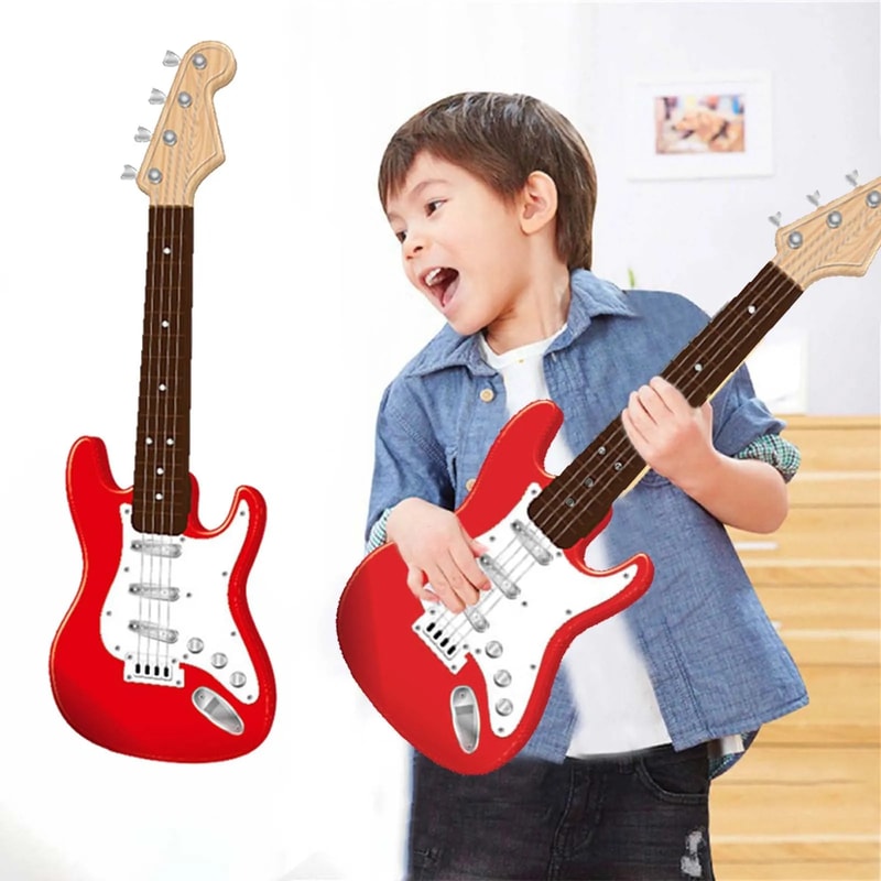 Kids Electric Guitar Toy With Strings LED Lights Rechargeable Musical Instrument Birthday Party Gif 0