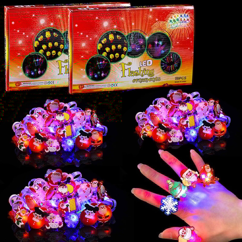 LED Christmas Flashing Ring Light Up Toy Rings Party Light Up Christmas LED Flashing Rings
