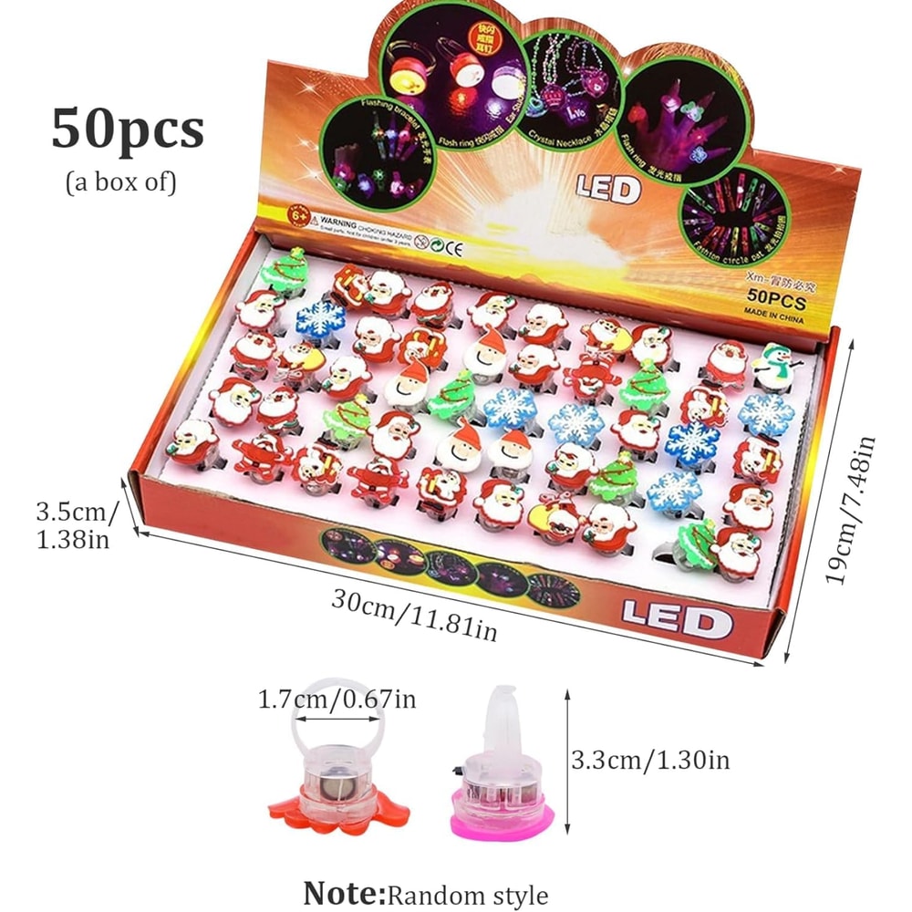 LED Christmas Flashing Ring Light Up Toy Rings Party Light Up Christmas LED Flashing Rings
