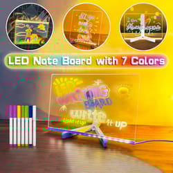 led transparent magic board for kids, luminous acrylic drawing note board with stand, educational diy toy with colors